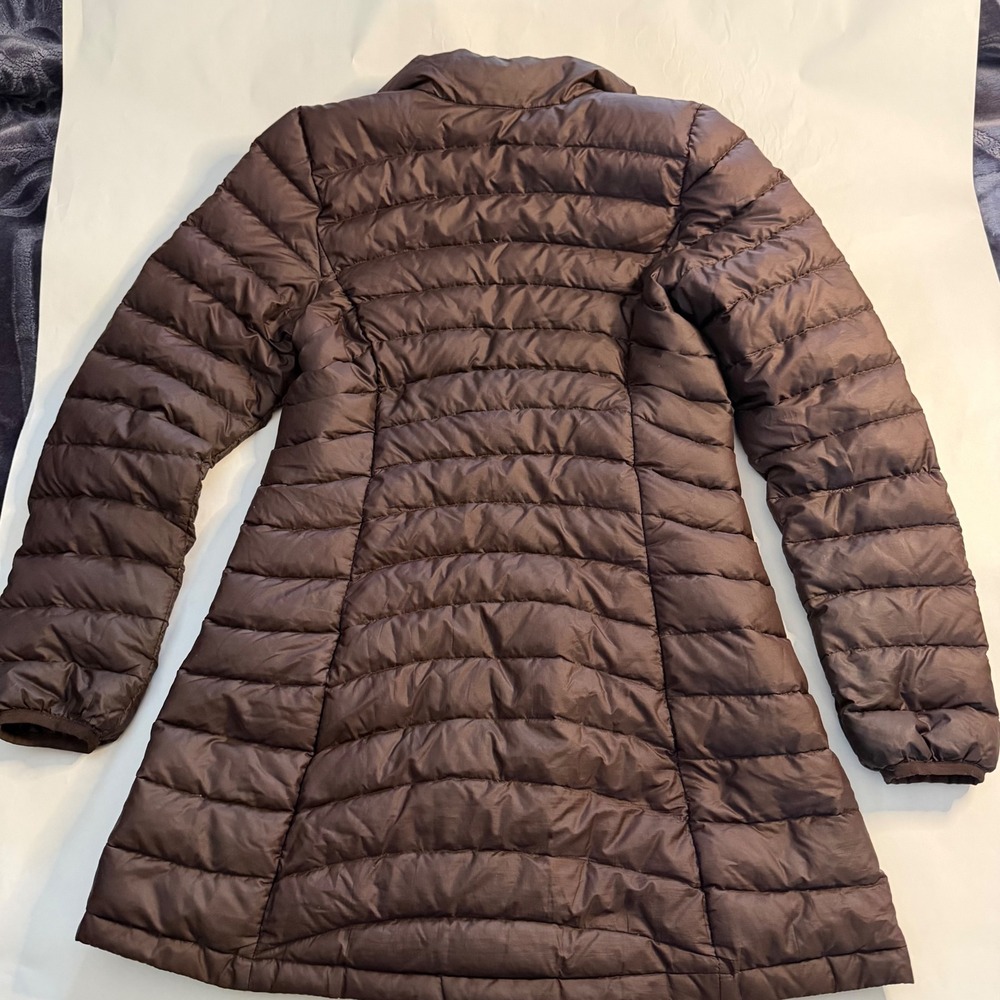 Patagonia Fiona Parka Brown‎ Goose Down Quilted Zip Womens Coat S Jacket Gorp